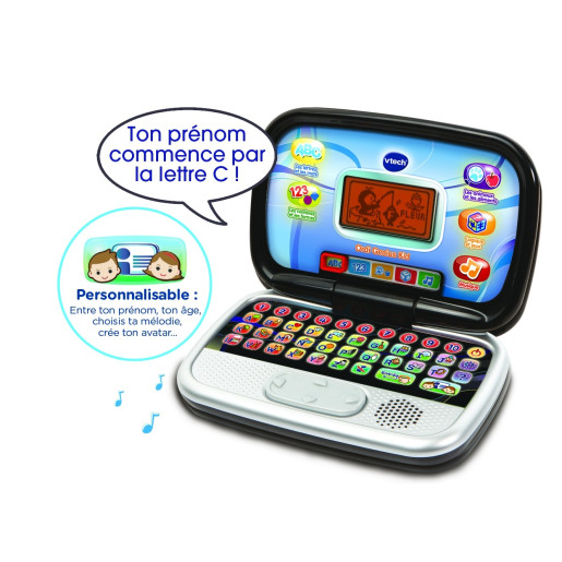 VTech - Ordi Genius Kid Noir, Ordinateur Enfant avec Écran Rétroéclairé, 20  Activités et Jeux Évolutifs, Jouet Éducatif, Cadeau Enfant de 3 Ans à 7