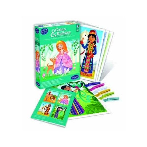Coffret créatif contes et paillettes - tableaux Princesses à pailleter