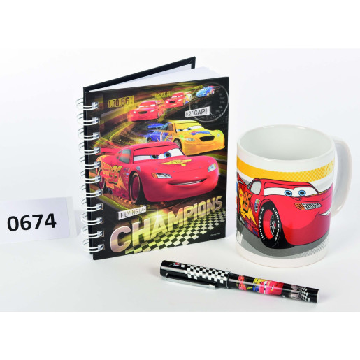 Coffret cadeau Cars : Mug, stylo et notebook