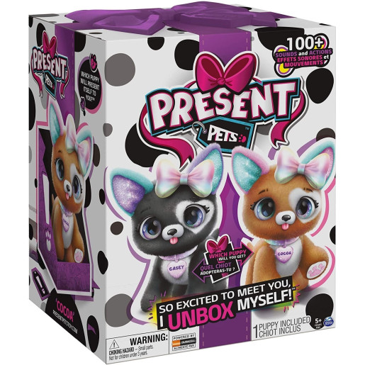 Peluche chien interactif et sonore - Present Pet Surprise - Chiot Rainbow Glitter Pups - Modèles Aléatoires