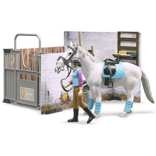 Coffret Ecurie - Bruder - Bworld - Cavalière cheval et accessoires