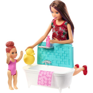 Poupée Barbie - Coffret Babysitter - Heure du bain - MATTEL