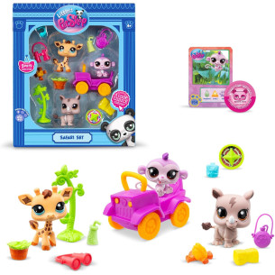 Littlest Pet Shop Pack Safari 3 Animaux et Accessoires - BANDAI