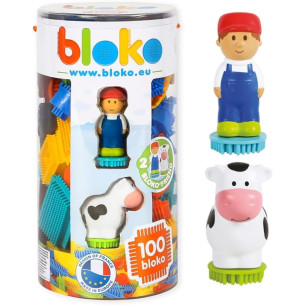 Tube 100 Bloko avec 2 figurines 3D ferme - BLOKO