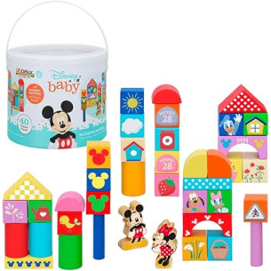 Seau 40 blocks bois Disney Baby - WOOMAX