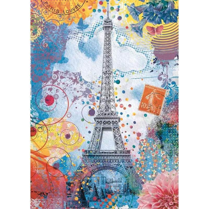 Puzzle 1500 pièces - Tour Eiffel multicolore - NATHAN
