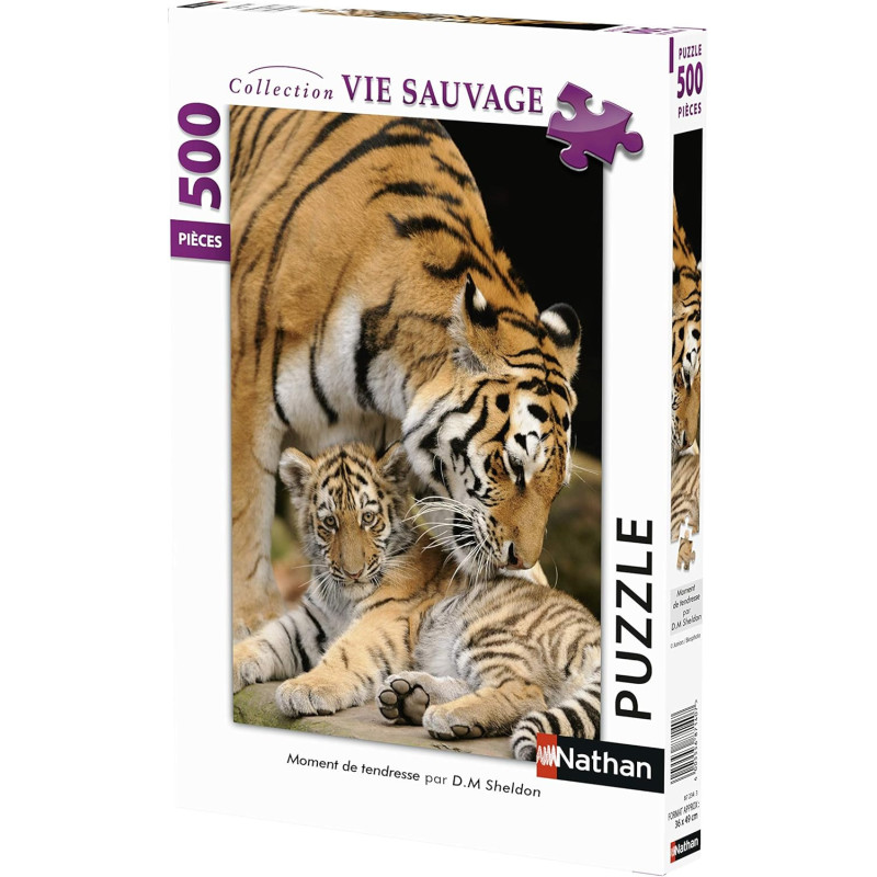 Puzzle 500 pièces Moment de tendresse Lion - NATHAN