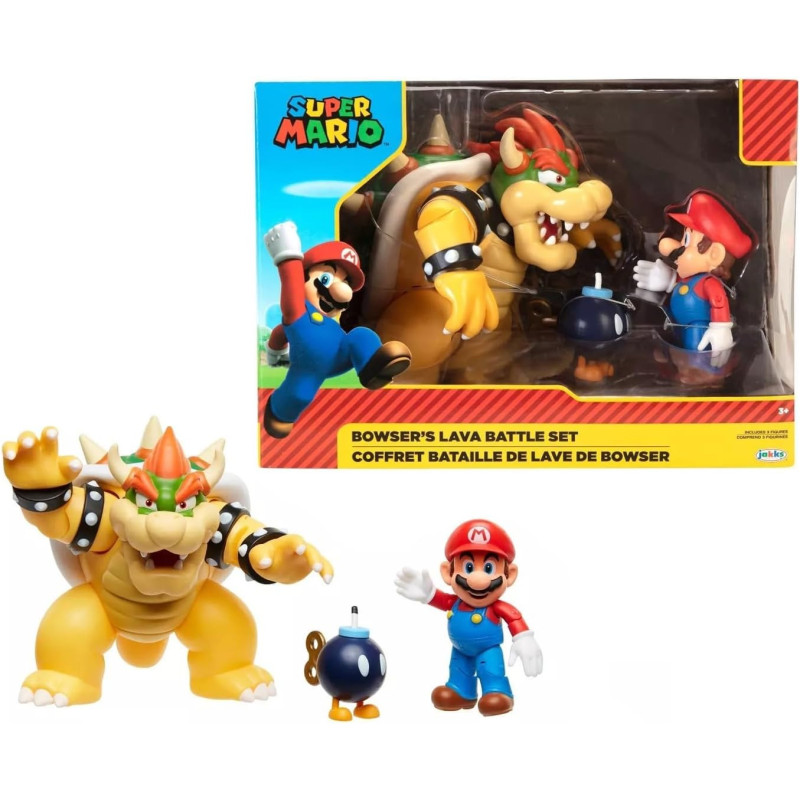 Pack 3 figurines Mario vs Bowser Lava Battle - SUPER MARIO
