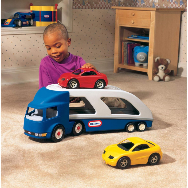 Camion Porte vehicule avec 2 voitures de courses - LITTLE TIKES