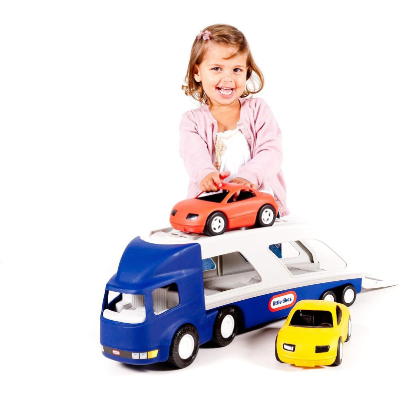 Camion Porte vehicule avec 2 voitures de courses - LITTLE TIKES