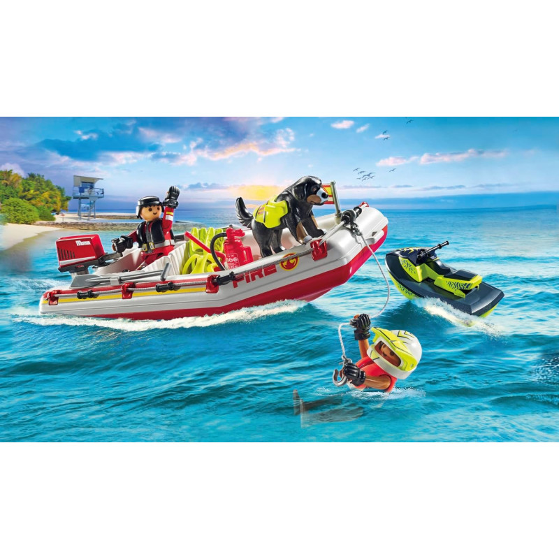 Bateau de pompier et scooter - PLAYMOBIL
