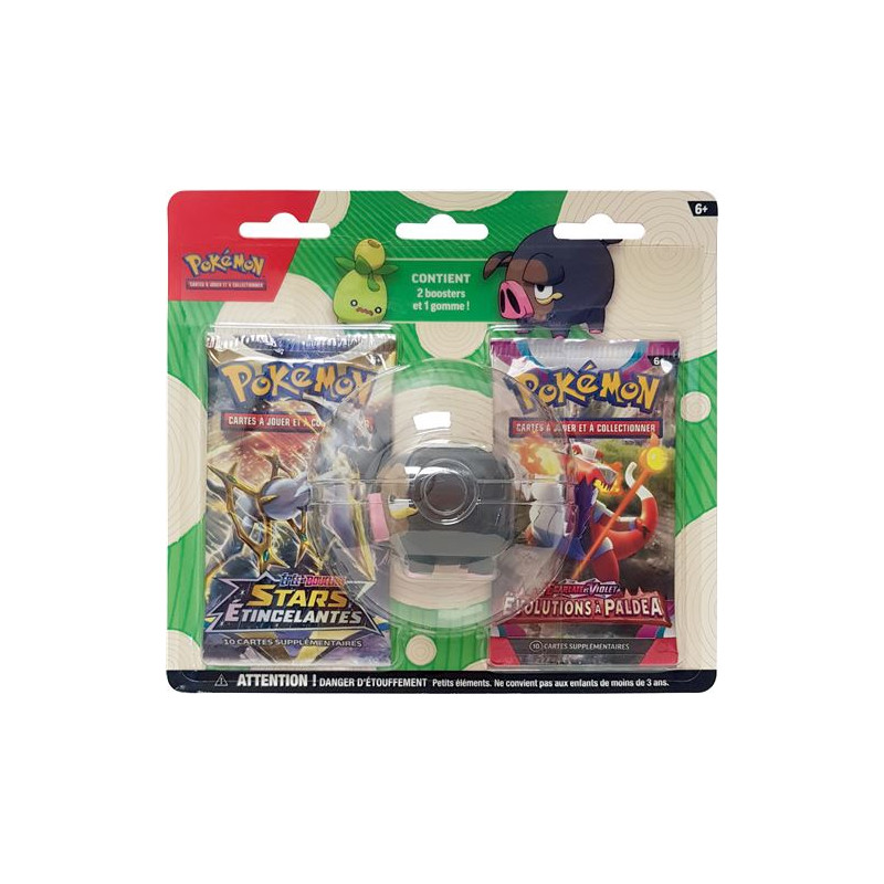 Pack 2 boosters et gomme Gourmelet ou Olivini - POKÉMON