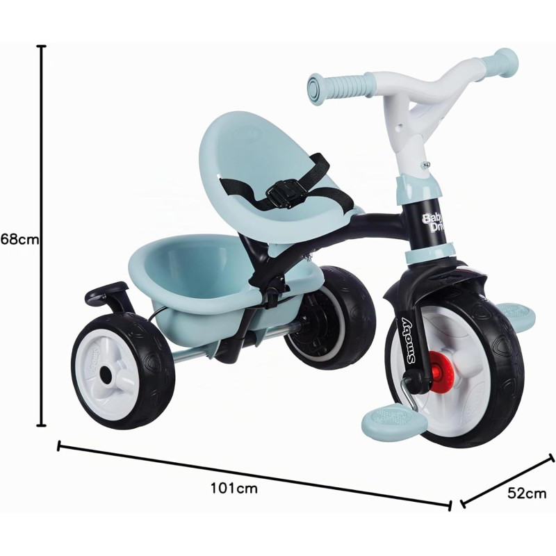 Tricycle baby driver plus bleu - SMOBY