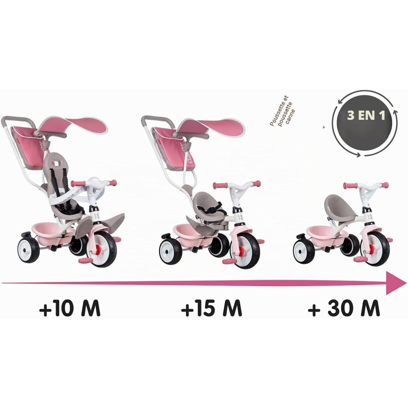 Tricycle baby balade plus rose - SMOBY