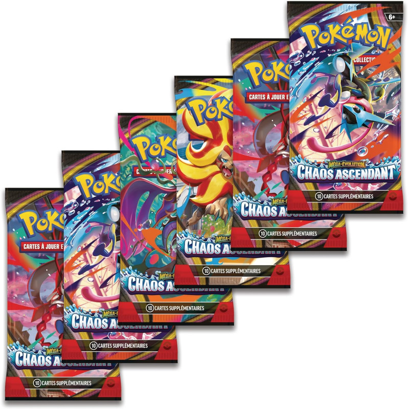 6 Boosters Mega évolution - Chaos Ascendant ME04 - POKEMON