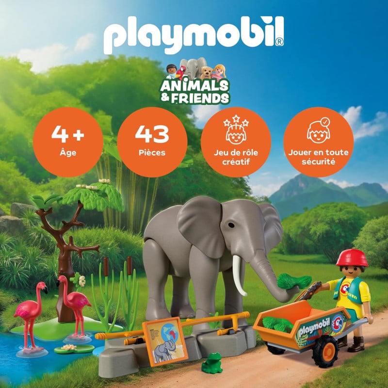 Eléphants + soigneur animalier - PLAYMOBIL