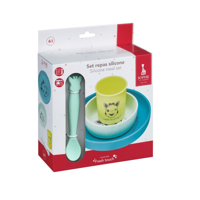 Set repas silicone Sophie la Girafe Azur - VULLI