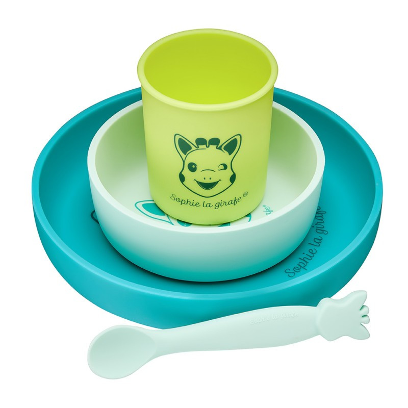 Set repas silicone Sophie la Girafe Azur - VULLI